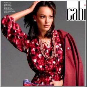 Cabi 4157 Corsage Blouse Floral V-Neckline Balloon Bishop Sleeves Size Medium